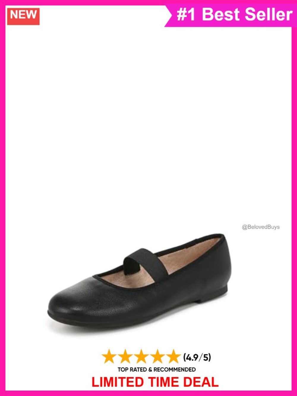 Women's Faux Leather Ballet Flats Round Toe Elastic Strap Comfort Walking Shoe